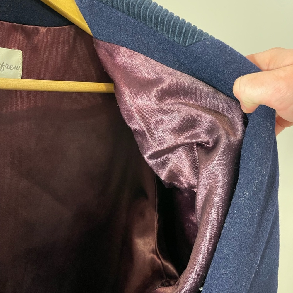 ✨Vintage✨ Holt Renfrew Navy Pea Coat with Corduroy Neckline size 7/8 - Picture 10 of 11